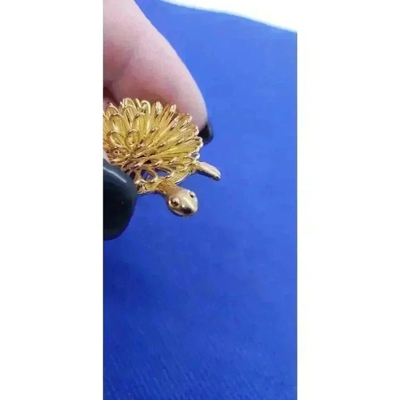 Vintage Brooch Turtle tortoise 10k Gold plated Wire Hand Wrapped Shell Figural - Picture 7 of 11